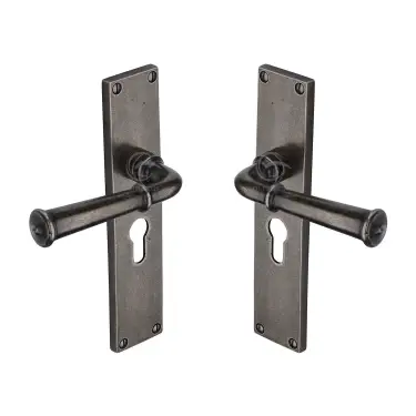 Click Here To Enlarge This Photo Of RPW3748 M&period;Marcus Rustic Pewter Door Handle Euro Profile Ashfield Design