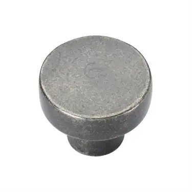 Click Here To Enlarge This Photo Of RPW3880 32 M&period;Marcus Rustic Pewter Cabinet Knob Round Disc Design 32mm