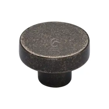 Click Here To Enlarge This Photo Of RPW3880 38 M&period;Marcus Rustic Pewter Cabinet Knob Round Disc Design 38mm