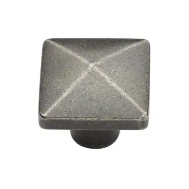 Click Here To Enlarge This Photo Of RPW390 32 M&period;Marcus Rustic Pewter Cabinet Knob Square Pyramid Design 32mm