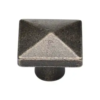 RPW390 38 M&period;Marcus Rustic Pewter Cabinet Knob Square Pyramid Design 38mm