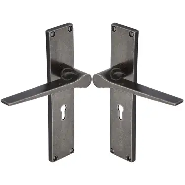 Click Here To Enlarge This Photo Of RPW41810 M&period;Marcus Rustic Pewter Door Handle Lever Latch Gio Design
