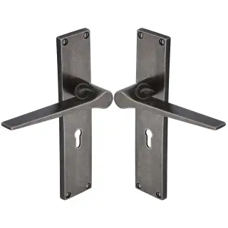 RPW41810 M&period;Marcus Rustic Pewter Door Handle Lever Latch Gio Design