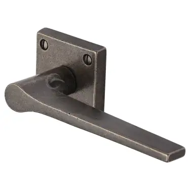 Click Here To Enlarge This Photo Of RPW4189 M&period;Marcus Rustic Pewter Door Handle Lever Latch on Square Rose Gio Design