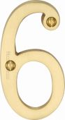 C1560 6-SB Heritage Brass Numeral 6 Face Fix 76mm &lpar;3"&rpar; Satin Brass Finish