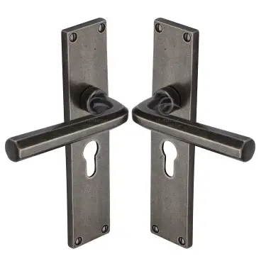 Click Here To Enlarge This Photo Of RPW45448 M&period;Marcus Rustic Pewter Door Handle Euro Profile Octave Design