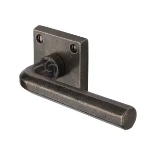 RPW4545 M&period;Marcus Rustic Pewter Door Handle Lever Latch on Square Rose Octave Design