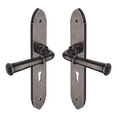 Click Here To Enlarge This Photo Of RPW4700 M&period;Marcus Rustic Pewter Door Handle Lever Lock Hadley Design