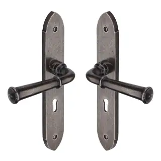 RPW4700 M&period;Marcus Rustic Pewter Door Handle Lever Lock Hadley Design