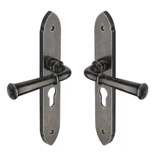 RPW4748 M&period;Marcus Rustic Pewter Door Handle Euro Profile Hadley Design