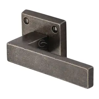 RPW5410 M&period;Marcus Rustic Pewter Door Handle Lever Latch on Square Rose Hanwood Design