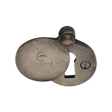 Click Here To Enlarge This Photo Of RPW554 M&period;Marcus Rustic Pewter Covered Keyhole Escutcheon Round