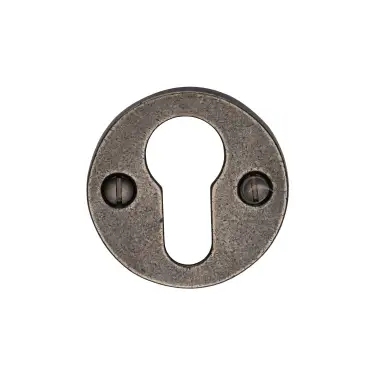 Click Here To Enlarge This Photo Of RPW556 M&period;Marcus Rustic Pewter Euro Profile Cylinder Escutcheon