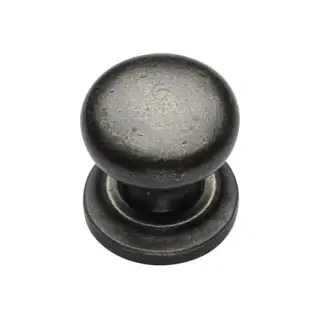 RPW613 32 M&period;Marcus Rustic Pewter Cabinet Knob Round Design on Rose 32mm