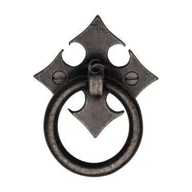 Click Here To Enlarge This Photo Of RPW6331 M&period;Marcus Rustic Pewter Fleur-De-Lys Cabinet Ring Drop Pull