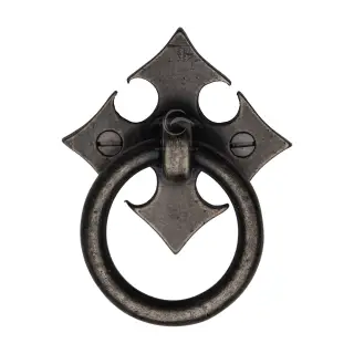 RPW6331 M&period;Marcus Rustic Pewter Fleur-De-Lys Cabinet Ring Drop Pull