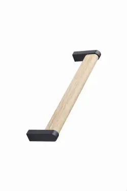 Click Here To Enlarge This Photo Of Furnipart 'Crossing' Wooden Cabinet Pull L168mm &sol; C160mm - Oak Lacquered&sol;Matt Black &lpar;102990160-052&sol;99&rpar;