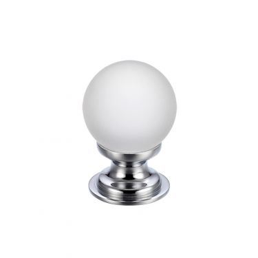 Click Here To Enlarge This Photo Of FCH04ACP - Zoo Hardware Glass Ball Cabinet Knob &lpar;Frosted&rpar; 25mm Polished Chrome
