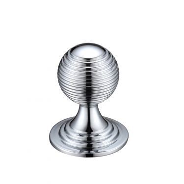 Click Here To Enlarge This Photo Of FCH08BCP - Zoo Hardware Queen Anne Ringed Knob 32mm rose dia&period; Polished Chrome