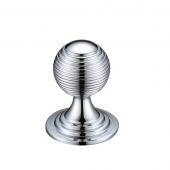 FCH08BCP - Zoo Hardware Queen Anne Ringed Knob 32mm rose dia&period; Polished Chrome