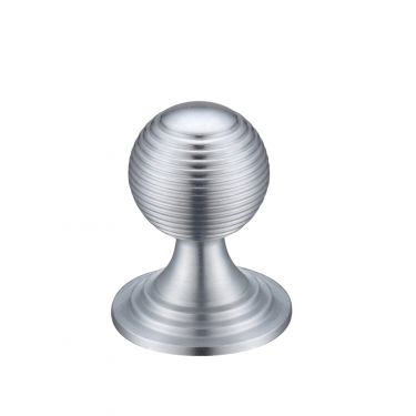Click Here To Enlarge This Photo Of FCH08BSC - Zoo Hardware Queen Anne Ringed Knob 32mm rose dia&period; Satin Chrome