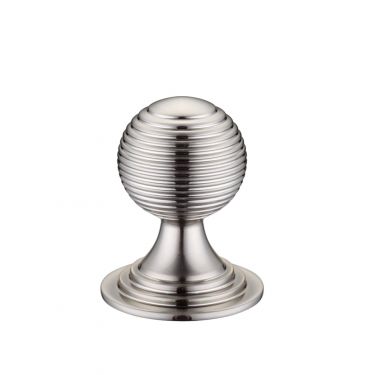 Click Here To Enlarge This Photo Of FCH08BSN - Zoo Hardware Queen Anne Ringed Knob 32mm rose dia&period; Satin Nickel