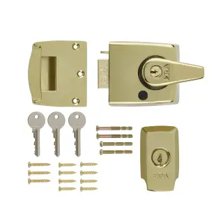 1930-31 ERA 60mm British Standard &lpar;BS3621&rpar; High Security Nightlatch Door Lock - Brass
