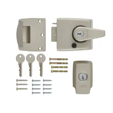 Click Here To Enlarge This Photo Of 1930-40-1 ERA 60mm British Standard &lpar;BS3621&rpar; High Security Nightlatch Door Lock - Satin Nickel