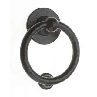 4A607 Fab & Fix Bull Ring Door Knocker &lpar;Face Fix&rpar; Forged Black