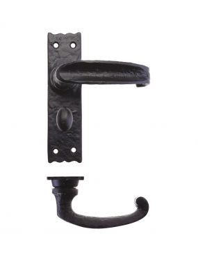 Click Here To Enlarge This Photo Of FF213 - Zoo Hardware Foxcote Foundries Traditional Slimline Thumb Lever on Bathroom Backplate &lpar;142 x 40mm&rpar; Black Antique