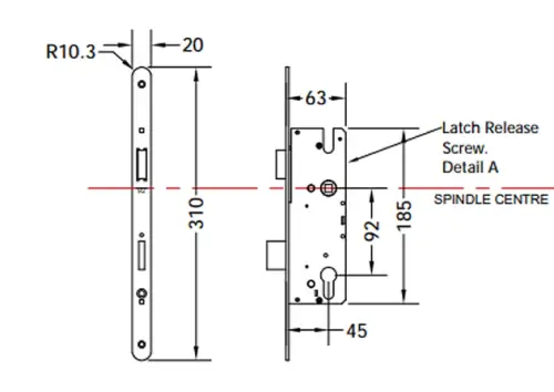 Click Here To Enlarge This Photo Of WINKHAUS Overnight Lock - 45mm Backset - 20mm Radius Faceplate &lpar;4941077&rpar;