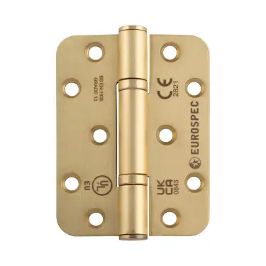 Click Here To Enlarge This Photo Of H2N1103&sol;13SB&sol;R - Carlisle Brass Eurospec 100mm x 76mm x 3mm Grade 13 Thrust Bearing Hinges - Satin Brass &lpar;Radius Corners&rpar;