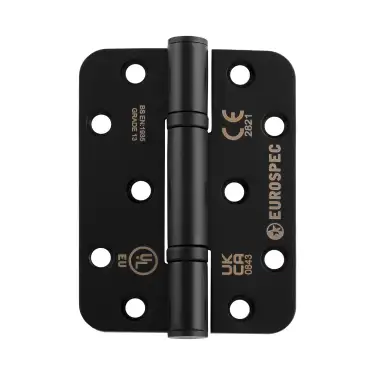 Click Here To Enlarge This Photo Of H2N1103&sol;13MB&sol;R - Carlisle Brass Eurospec 100mm x 76mm x 3mm Grade 13 Thrust Bearing Hinges - Matt Black &lpar;Radius Corners&rpar;