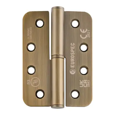 Click Here To Enlarge This Photo Of H3N1203&sol;13AB&sol;R&sol;L - Carlisle Brass Eurospec 102mm x 76mm x 3mm Grade 13 Lift Off Hinges &lpar;Radius&rpar; Antique Brass &lpar;Left Hand&rpar;