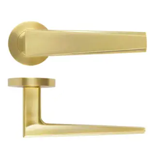 RM150SB - Zoo Hardware Rosso Maniglie 'Veloce' Lever on Round Rose - Satin Brass Finish