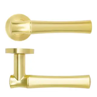RM160SB - Zoo Hardware Rosso Maniglie 'Aldo' Lever on Round Rose - Satin Brass Finish