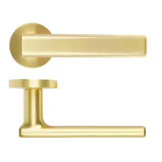RM180SB - Zoo Hardware Rosso Maniglie 'Frigo' Lever on Round Rose - Satin Brass Finish