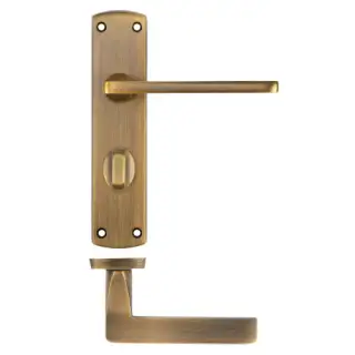 ZPA013-AB - Zoo Hardware Stanza 'Leon' Lever Handles on Bathroom Backplate - Antique Brass &lpar;Contract Range&rpar;