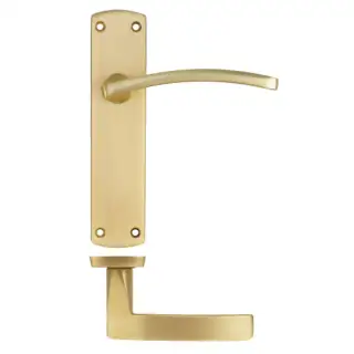 ZPA032-SB - Zoo Hardware Stanza 'Toledo' Lever Handles on Latch Backplate - Satin Brass &lpar;Contract Range&rpar;