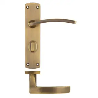 ZPA033-AB - Zoo Hardware Stanza 'Toledo' Lever Handles on Bathroom Backplate - Antique Brass &lpar;Contract Range&rpar;