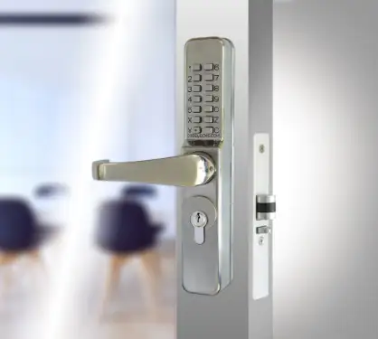 Click Here To Enlarge This Photo Of &ast;RECONDITIONED&ast; Codelocks CL475 SS L Medium Duty Mechanical Narrow Stile Digital Lock to suit Deadlatches with Euro Cylinder & Code Free Option - Stainless Steel
