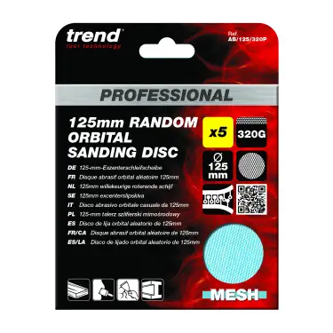 Click Here To Enlarge This Photo Of Trend AB&sol;125&sol;320P 125mm 320G Pro Mesh Random Orbital Sanding Disc &lpar;5 Pack&rpar;