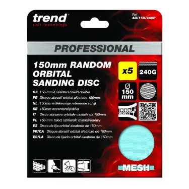 Click Here To Enlarge This Photo Of Trend AB&sol;150&sol;240P 150mm 240G Pro Mesh Random Orbital Sanding Disc &lpar;5 Pack&rpar;