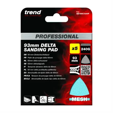 Click Here To Enlarge This Photo Of Trend AB&sol;OSC&sol;240P 93mm 240G Pro Mesh Delta Sanding Pad &lpar;5 Pack&rpar;