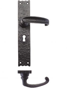 Click Here To Enlarge This Photo Of FF511 - Zoo Hardware Foxcote Foundries Traditional Lock Levers on Long Backplate &lpar;265 x 48mm&rpar; Black Antique