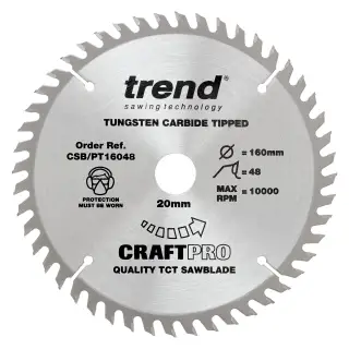Trend CSB&sol;PT16048 Laminate&sol;HPL Circular Saw Blade 160mm x 20mm x 48T