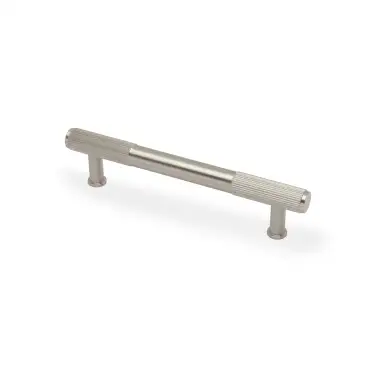 Click Here To Enlarge This Photo Of AW854R-128-SN - Alexander & Wilks Washington Reeded End Cabinet Pull 128mm c&sol;c - Satin Nickel