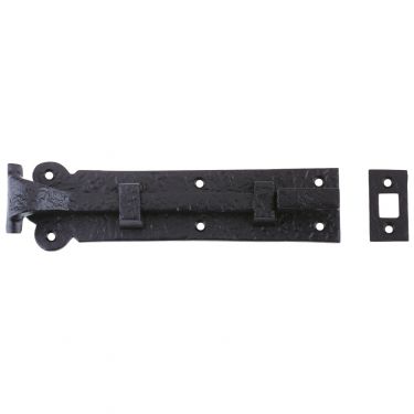 Click Here To Enlarge This Photo Of FF56 - Zoo Hardware Foxcote Foundries Cranked Plain Door Bolt &lpar;200mm x 48mm&rpar; Black Antique