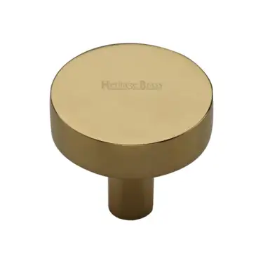 Click Here To Enlarge This Photo Of C3880 32-ULB Heritage Brass Cabinet Knob Disc Design 32mm Unlacquered Brass finish