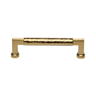 HAM0312 128-ULB Heritage Brass Cabinet Pull Bauhaus Hammered Design 128mm CTC Unlacquered Brass Finish